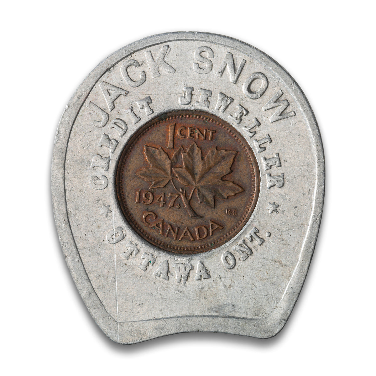 Ottawa, ON 1947 Jack Snow Credit Jeweller with Encased Cent