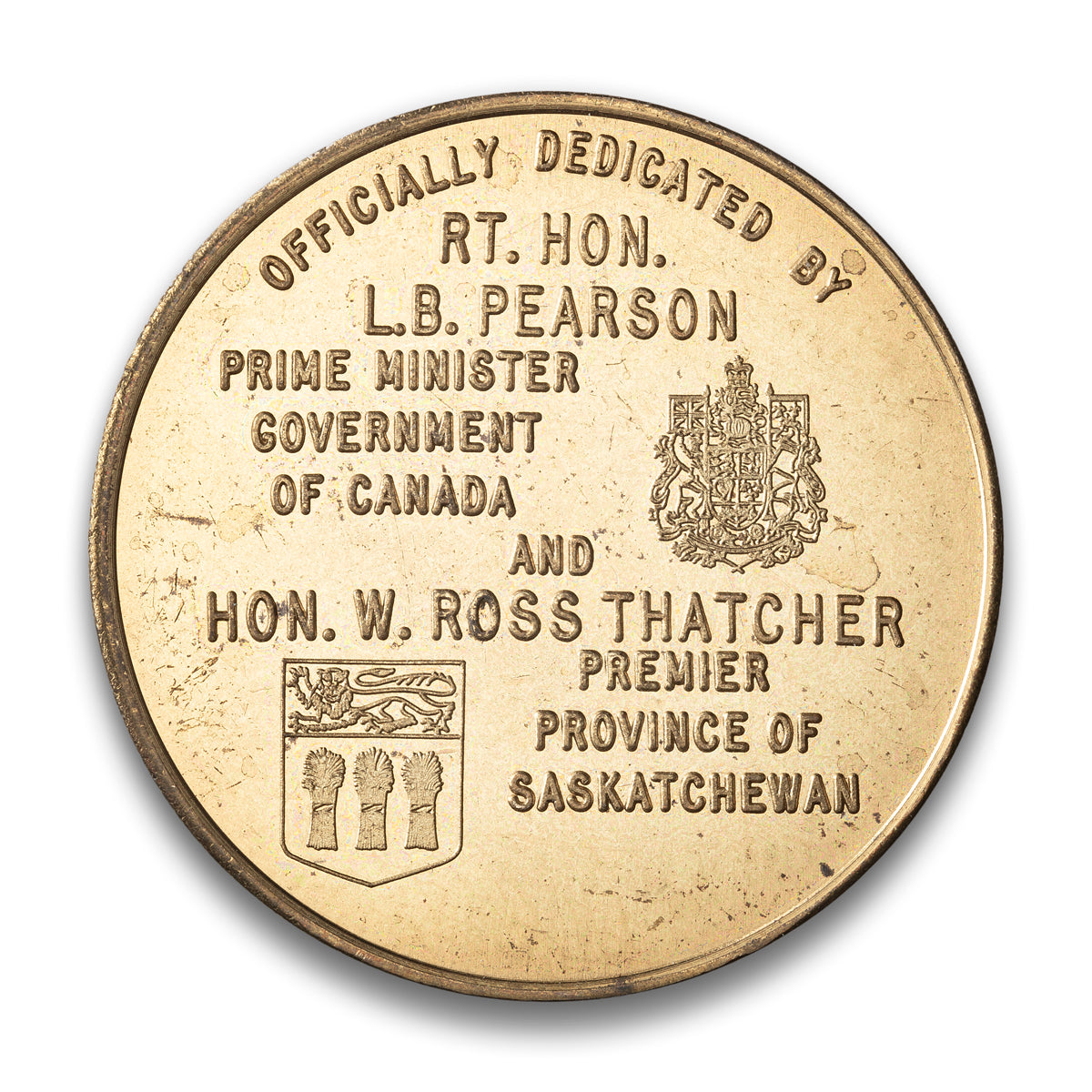 Saskatchewan 1967 Gardiner Dam Dedication - Canada Centennial Medal