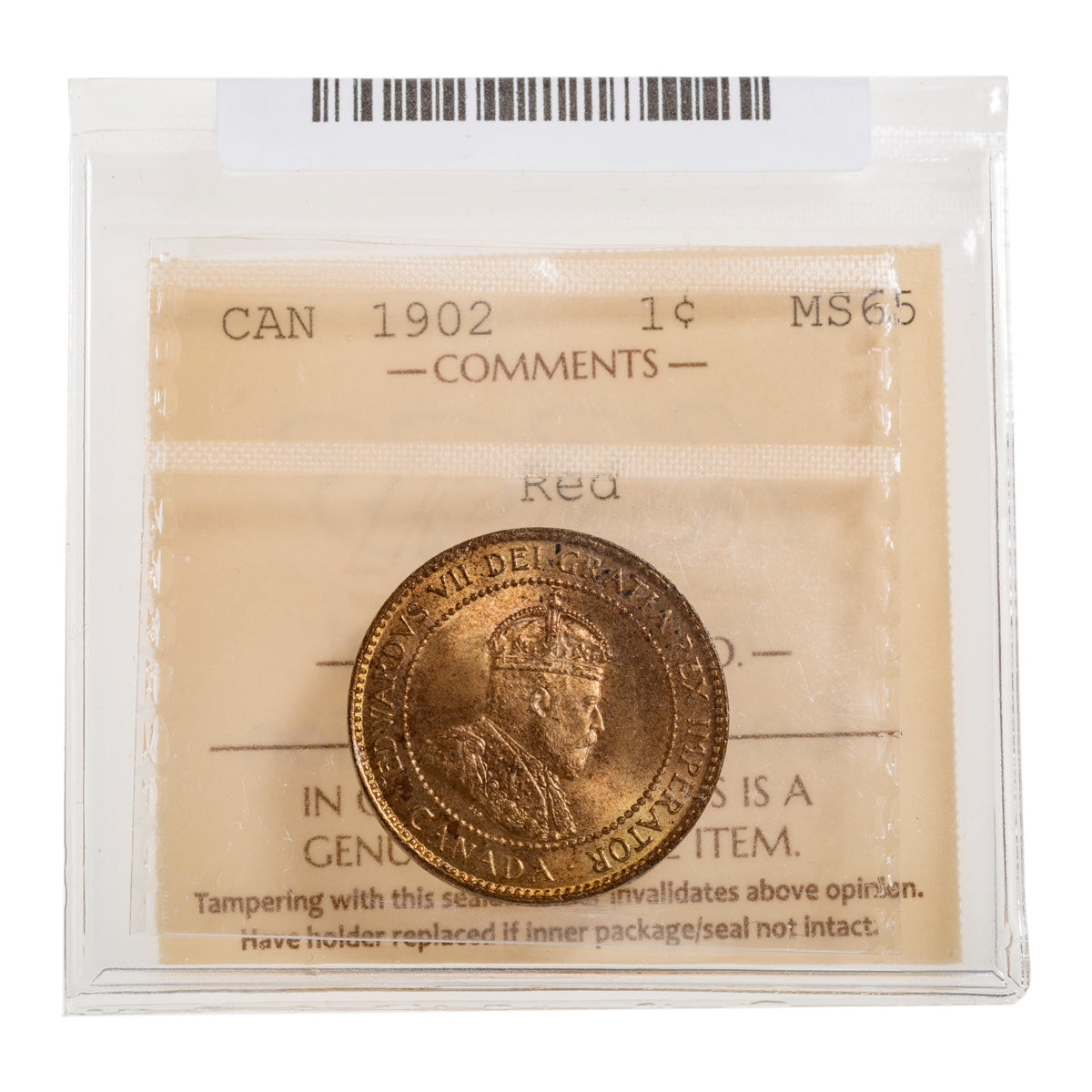 1 Cent 1902 Red ICCS MS-65