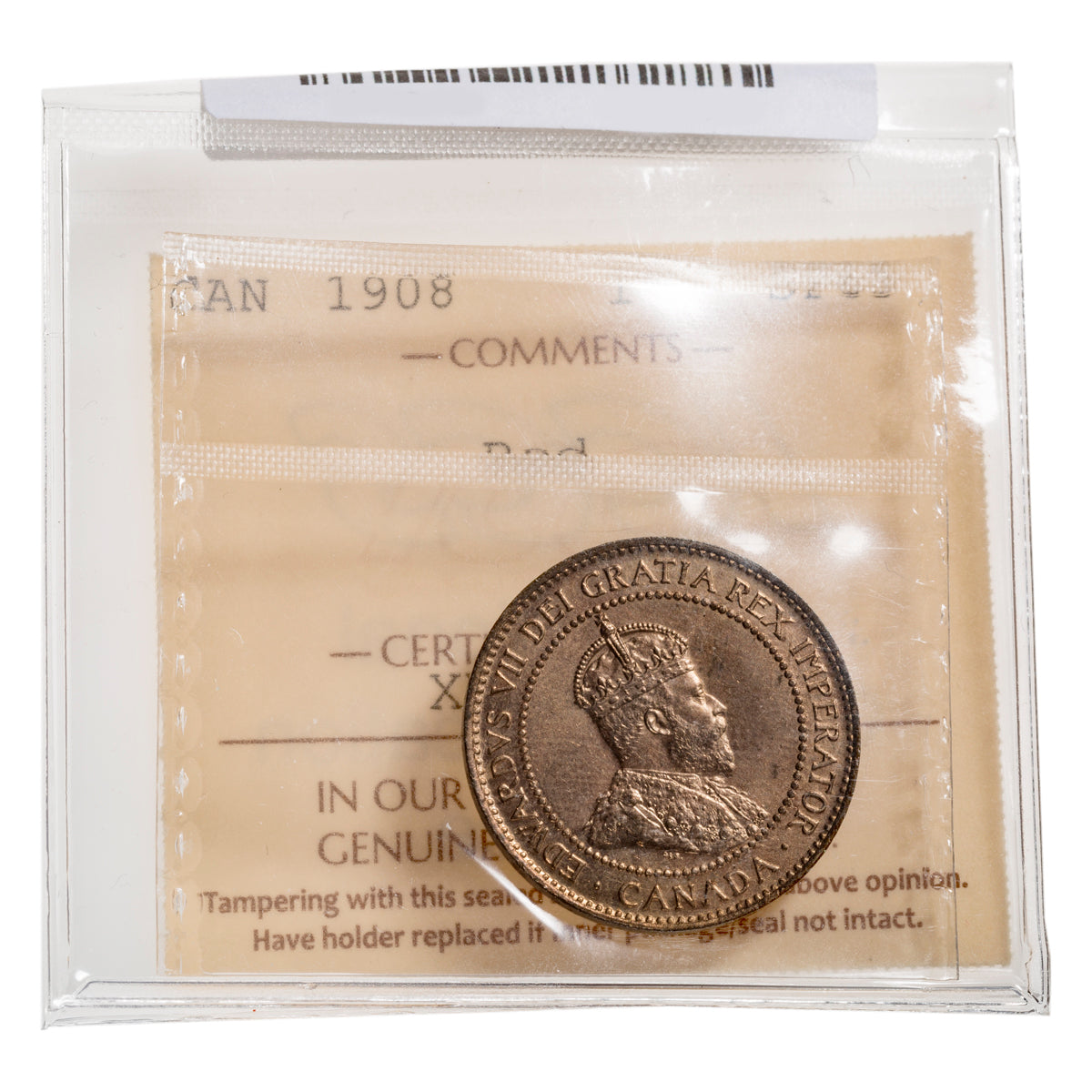 1 Cent 1908 Red ICCS SP-65