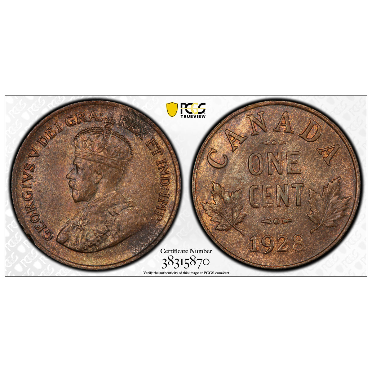 1 Cent 1928 Brown PCGS MS-64