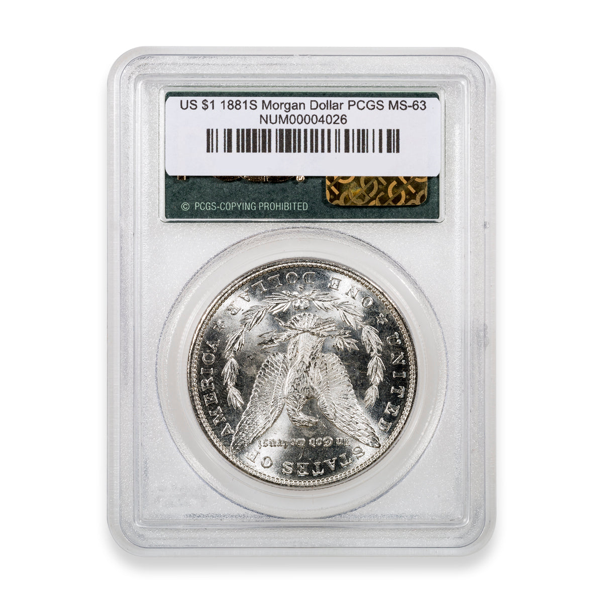 US $1 1881S Morgan Dollar PCGS MS-63