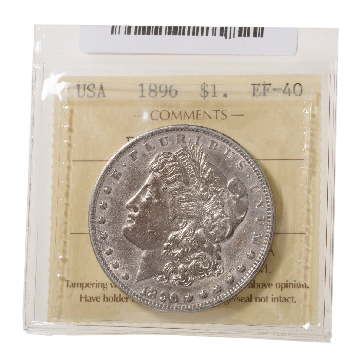 US $1 1896 Morgan Dollar ICCS EF-40