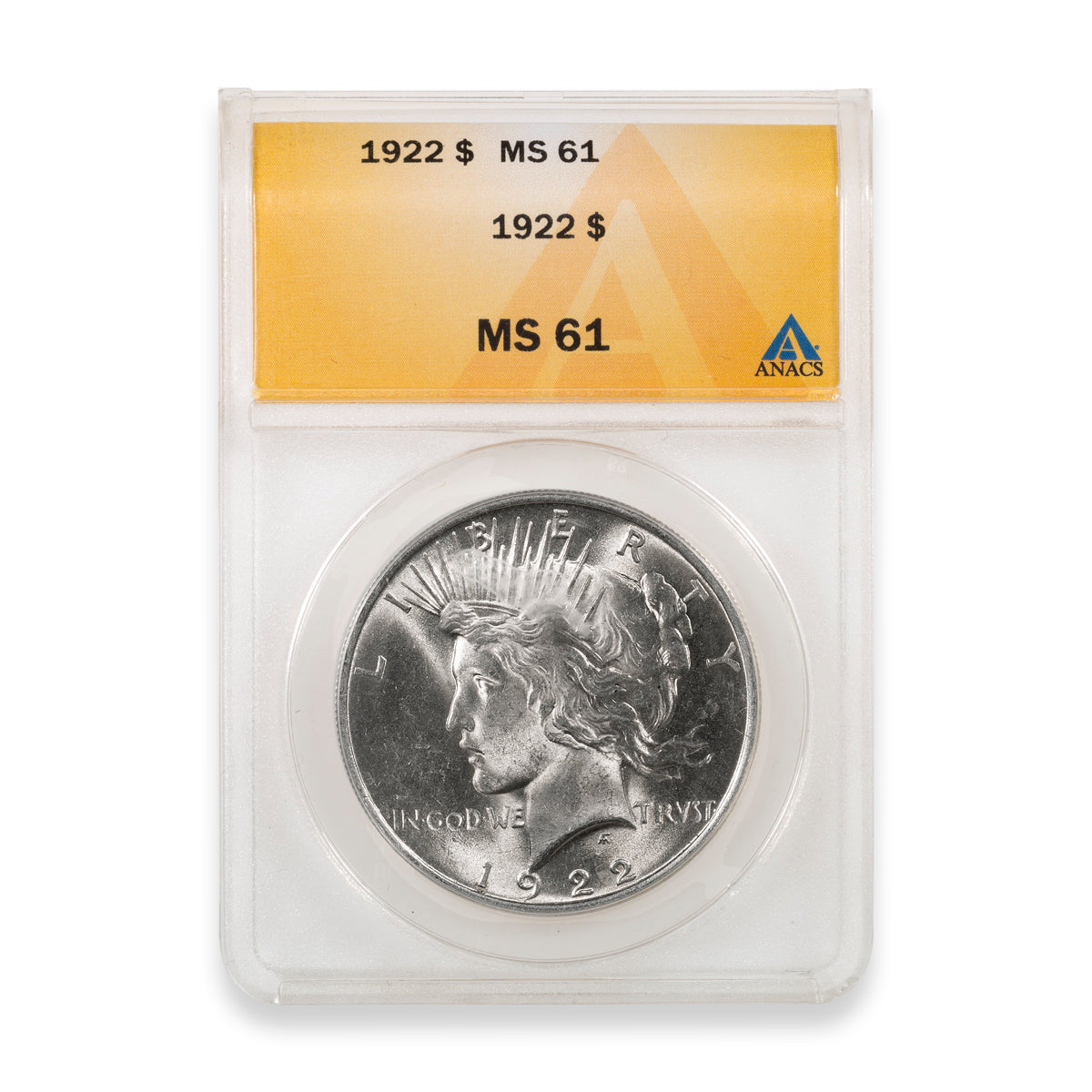 US $1 1922 Peace Dollar ANACS MS-61