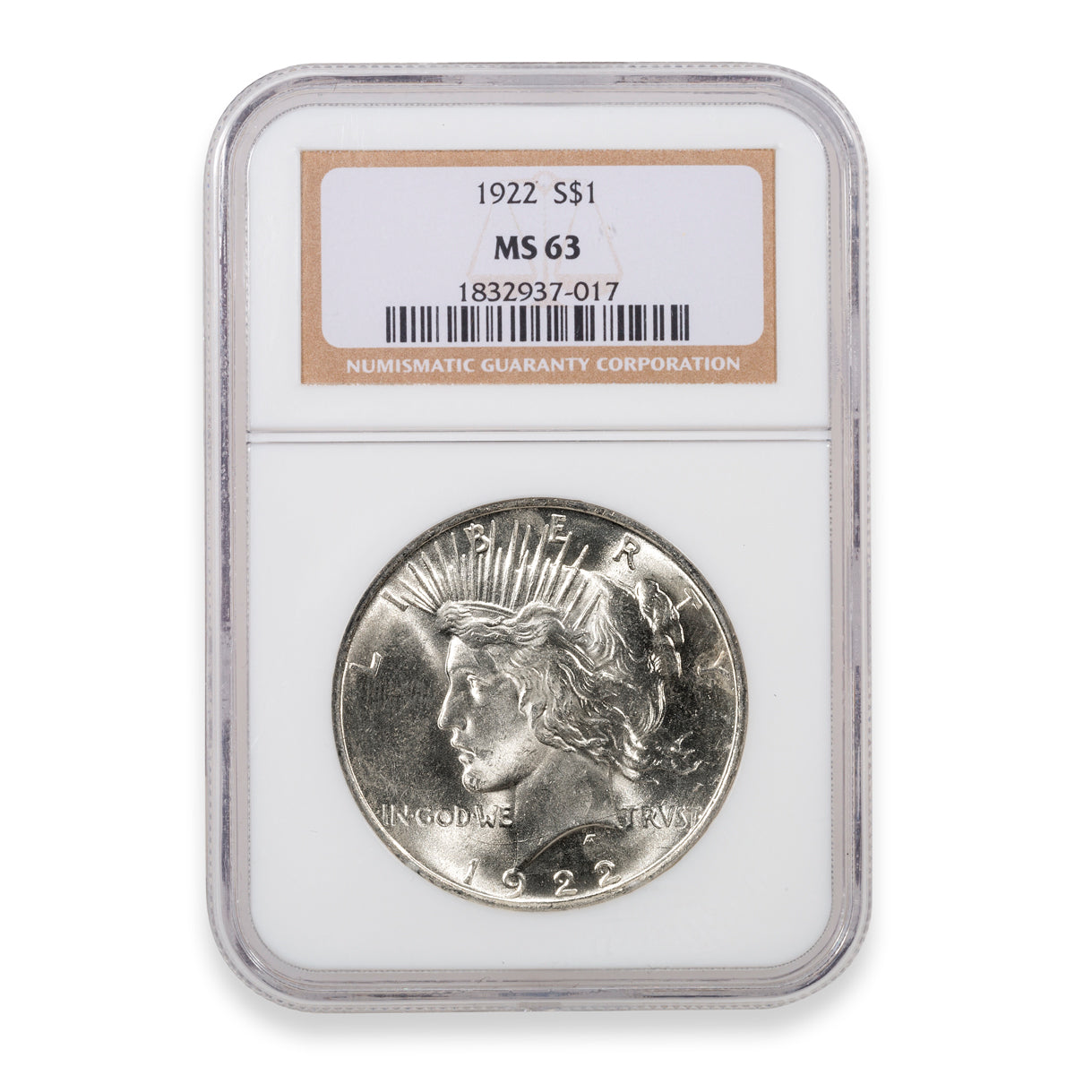 US $1 1922 Peace Dollar NGC MS-63