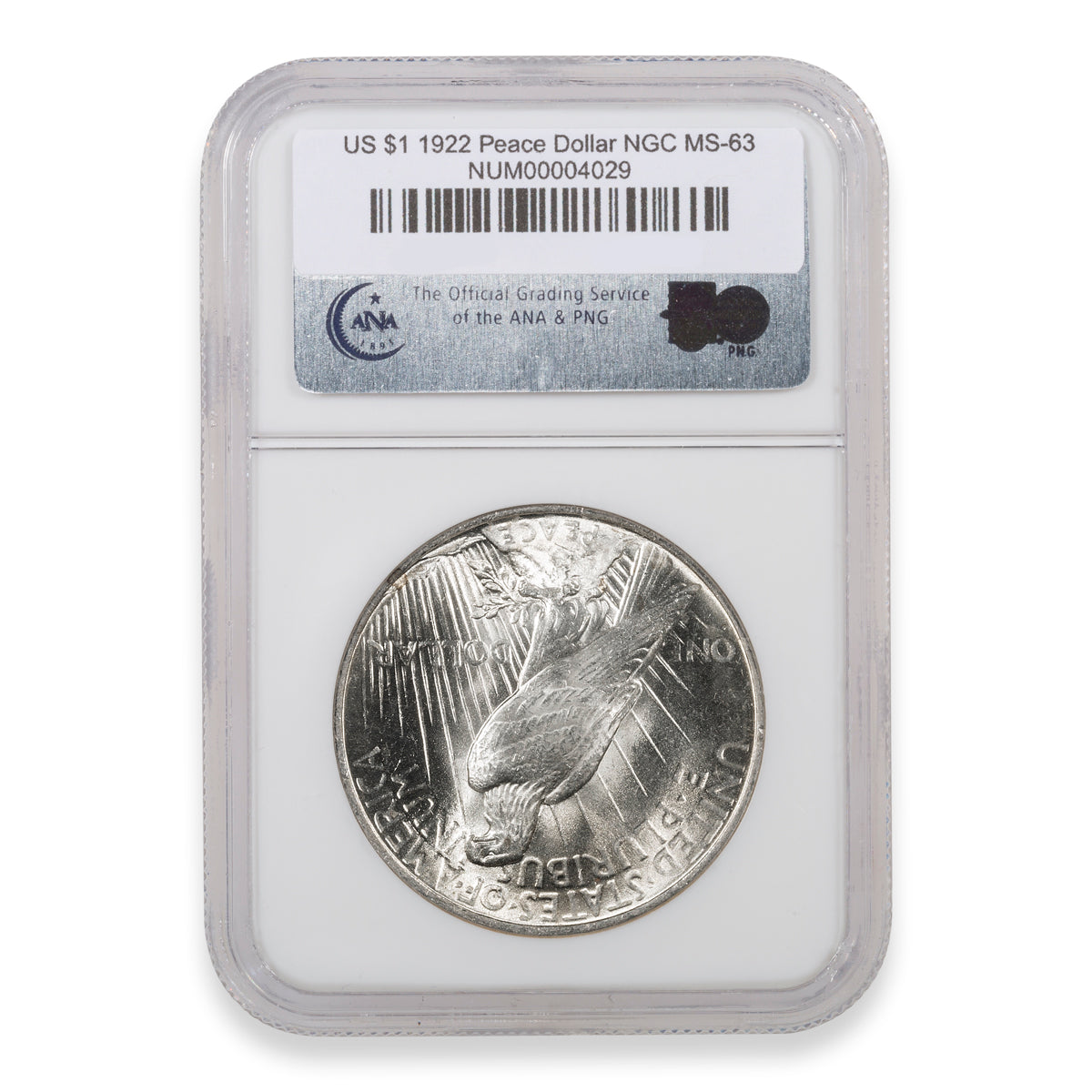 US $1 1922 Peace Dollar NGC MS-63