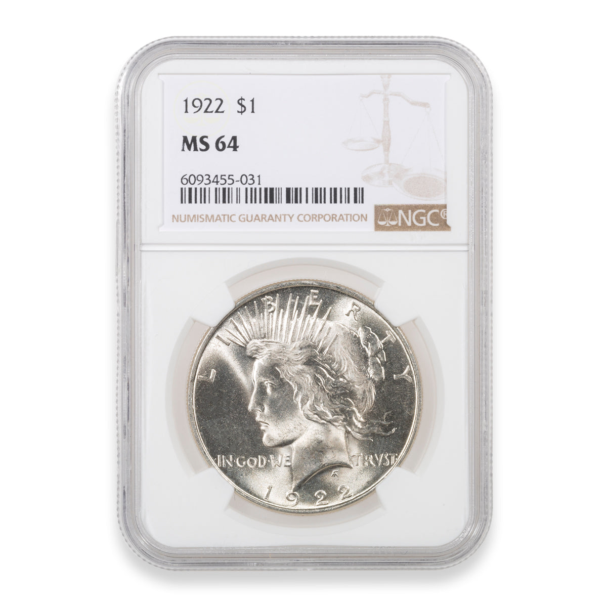 US $1 1922 Peace Dollar NGC MS-64