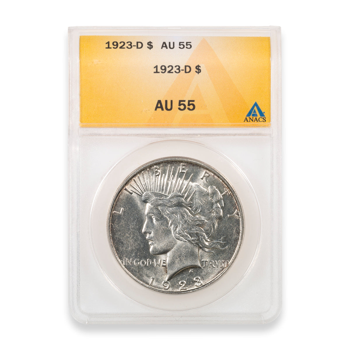 US $1 1923D Peace Dollar ANACS AU-55