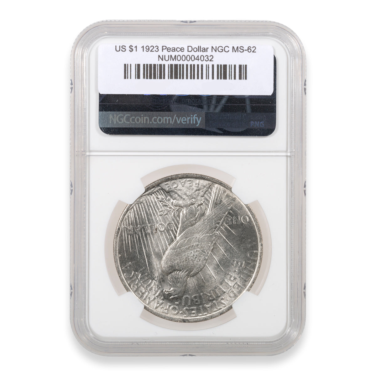 US $1 1923 Peace Dollar NGC MS-62