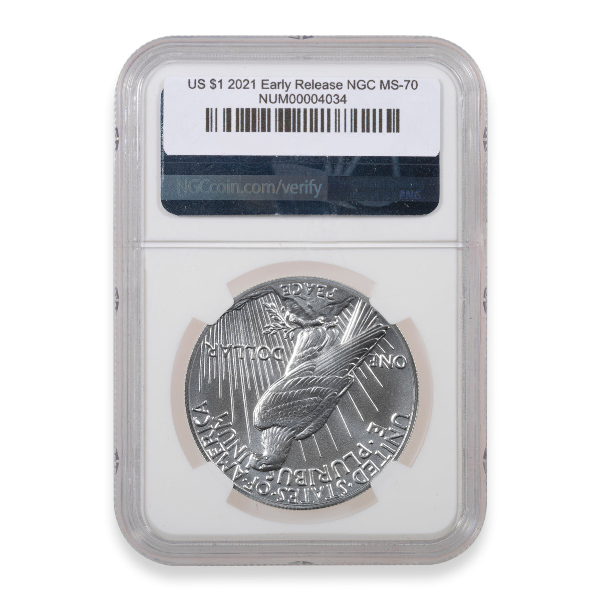 US $1 2021 High Relief Early Releases Peace Dollar NGC MS-70