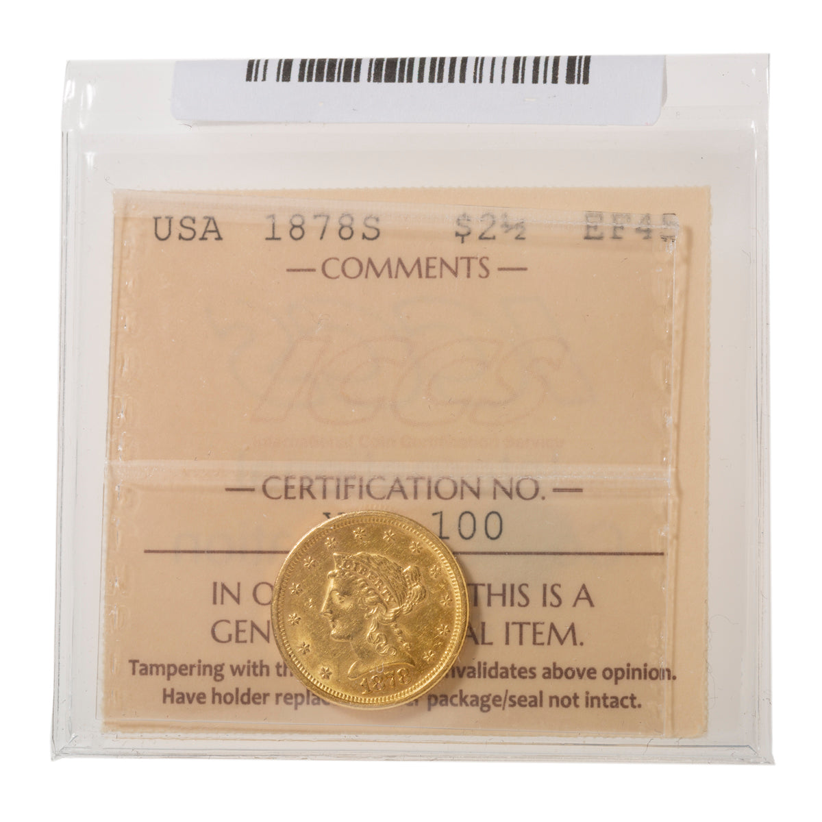 US $2.5 1878S ICCS EF-45