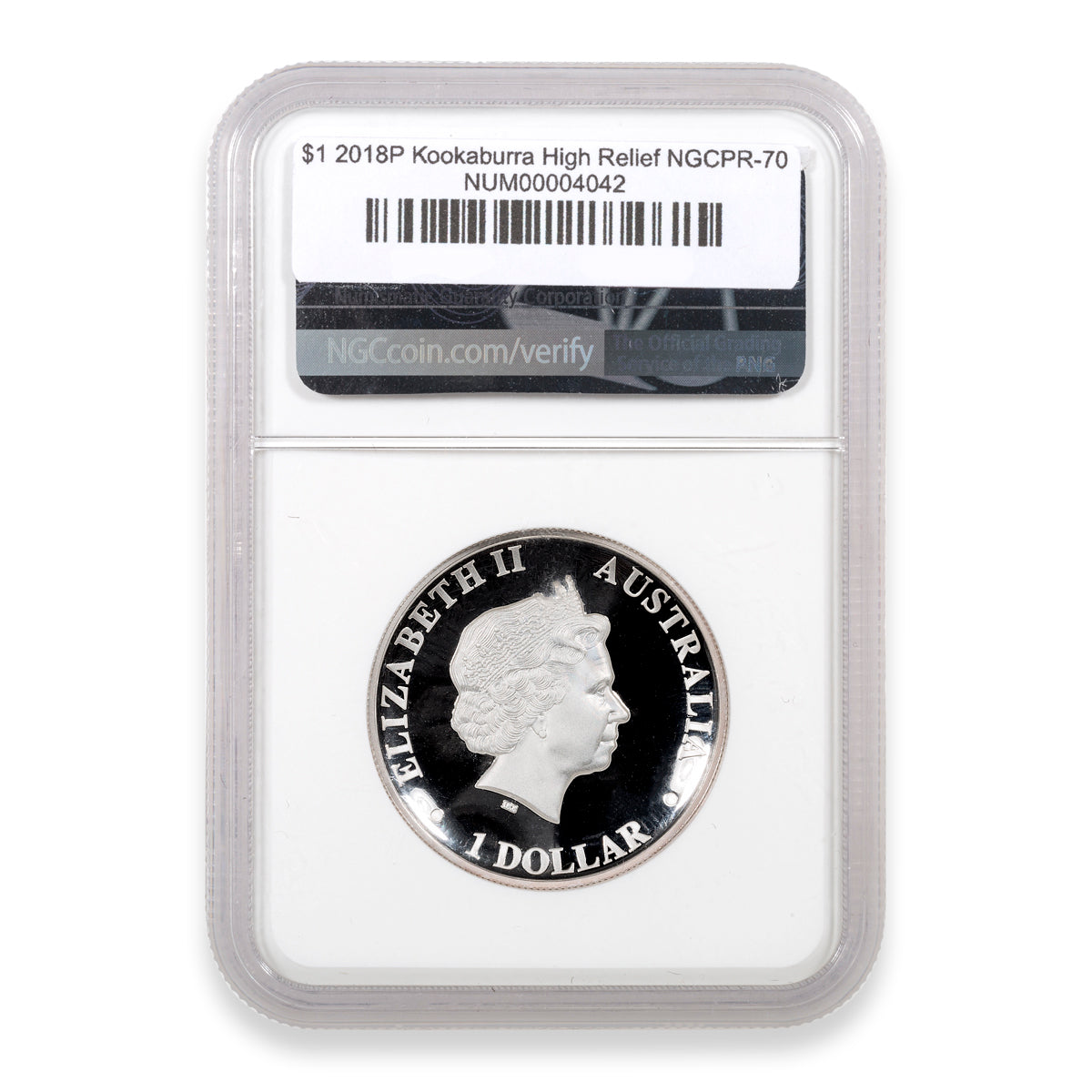 $1 2018P Kookaburra-High Relief Ultra Cameo NGC PR-70