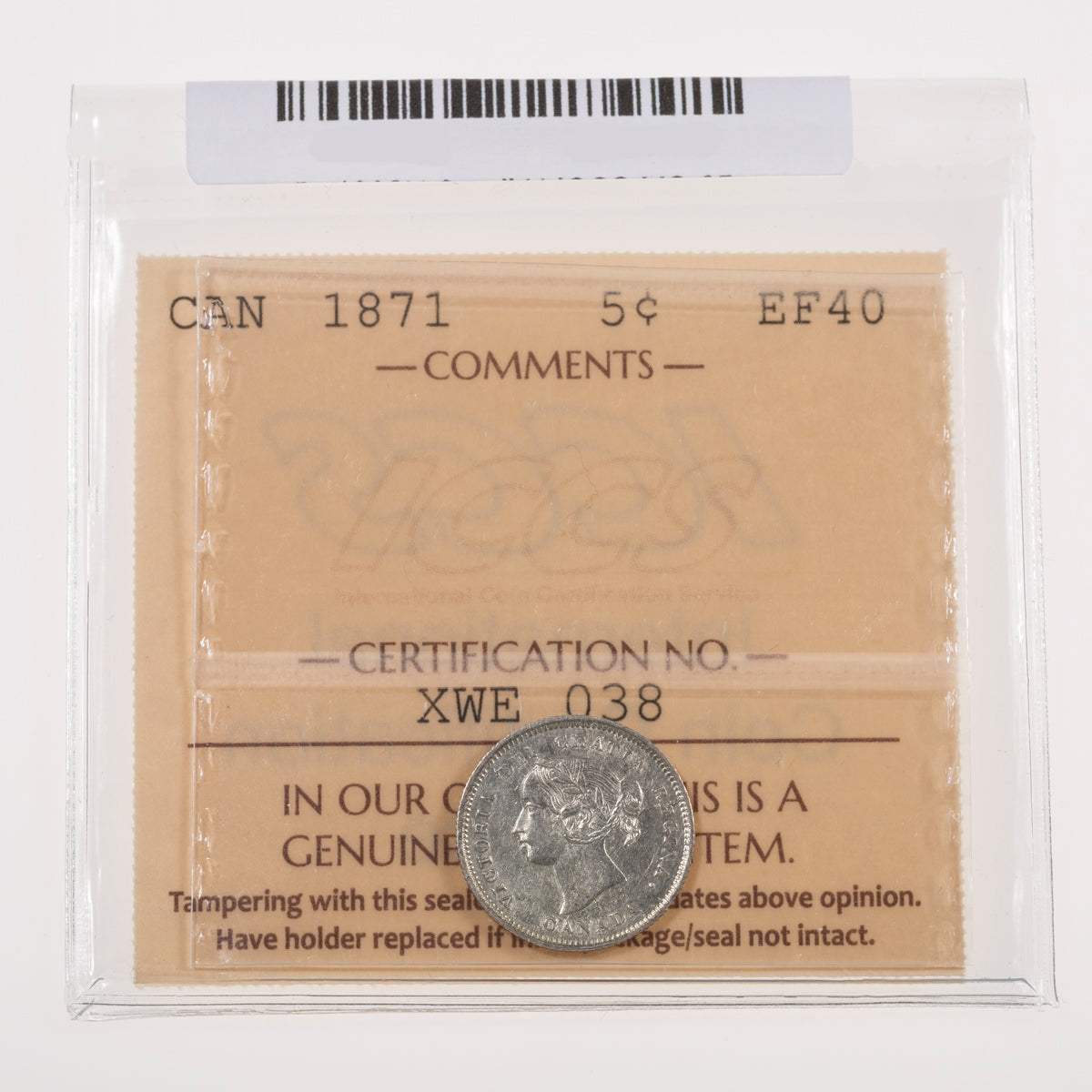 5 Cent 1871 ICCS EF-40