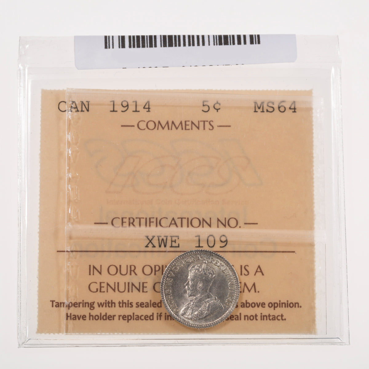 5 Cent 1914 ICCS MS-64