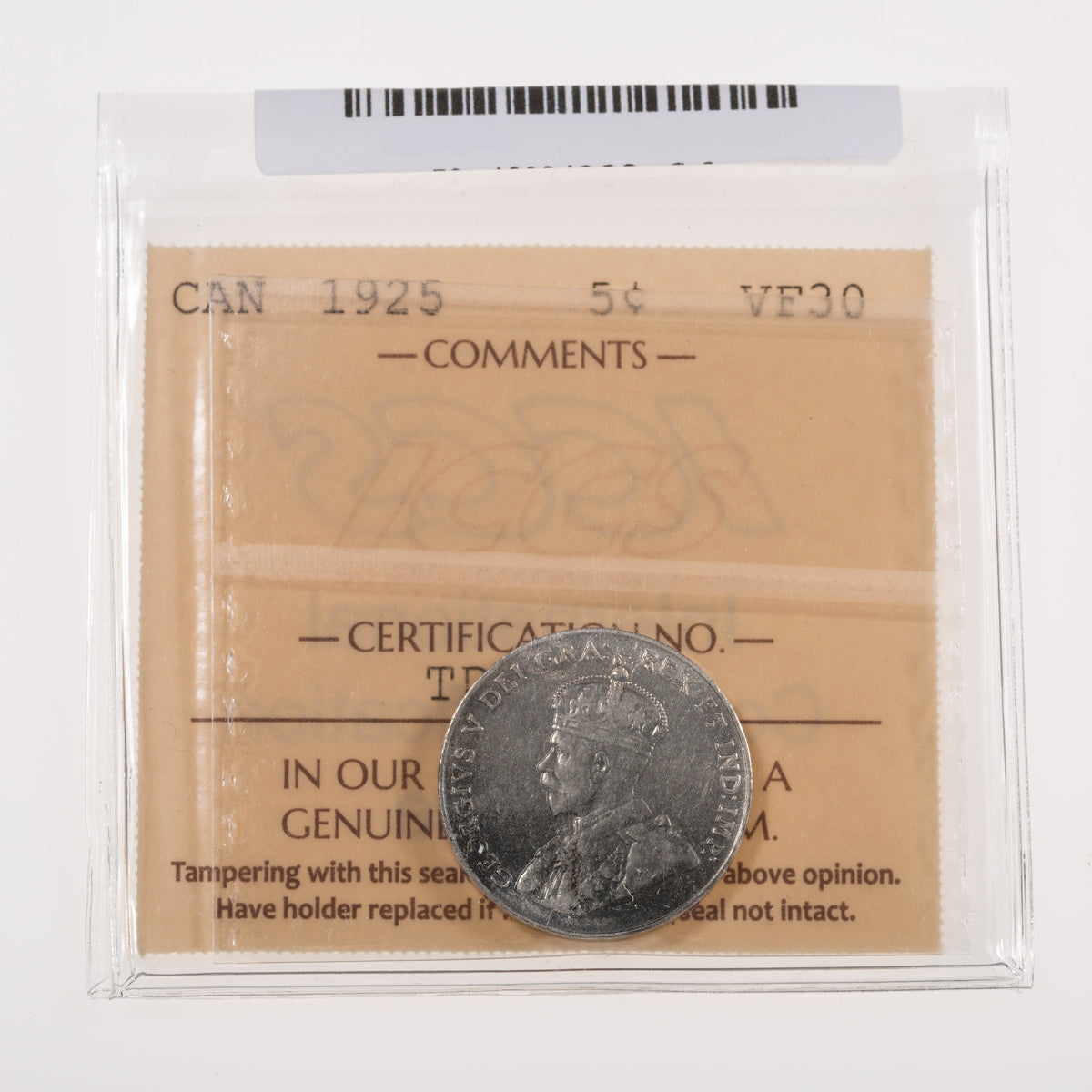 5 Cent 1925 ICCS VF-30