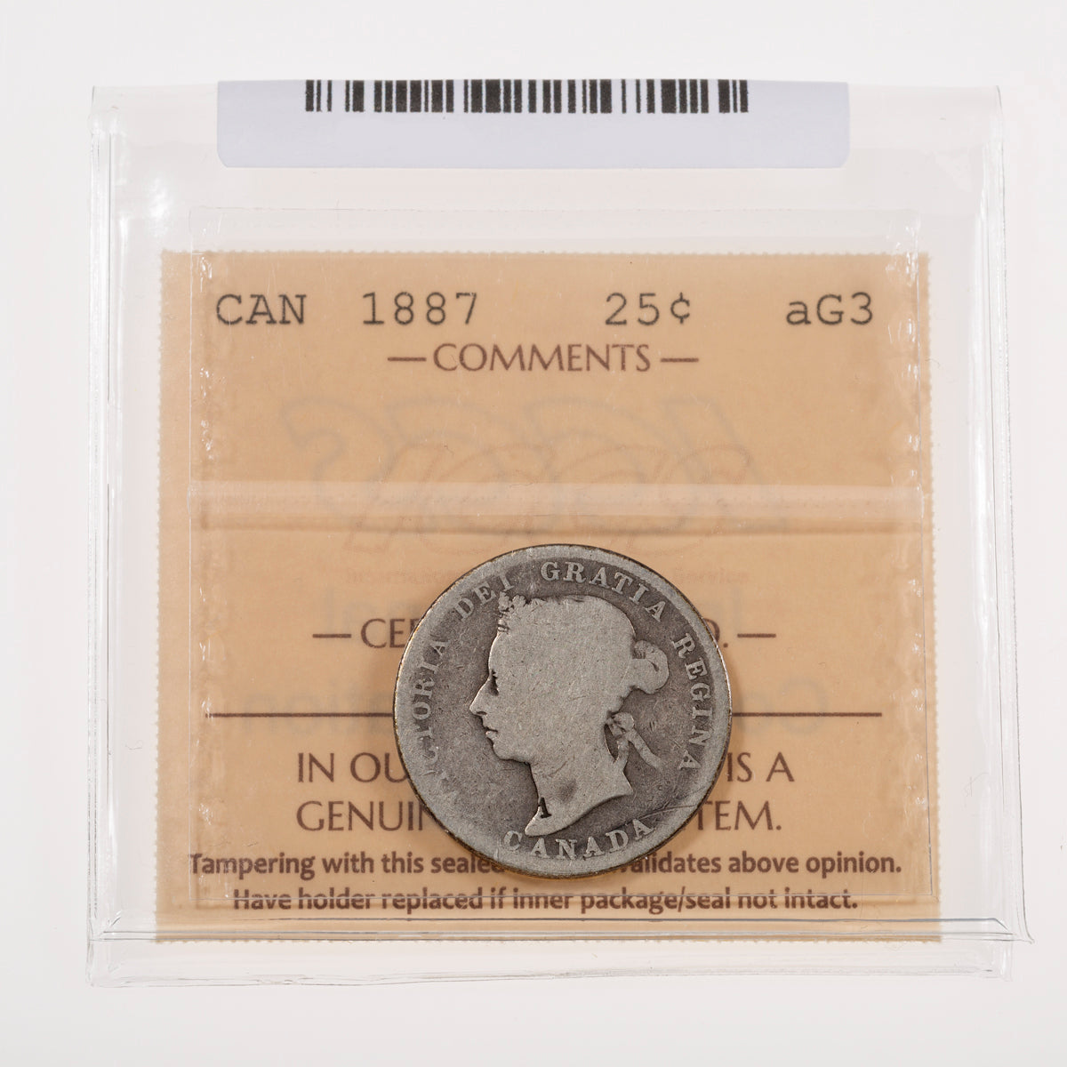 25 Cent 1887 ICCS aG-3