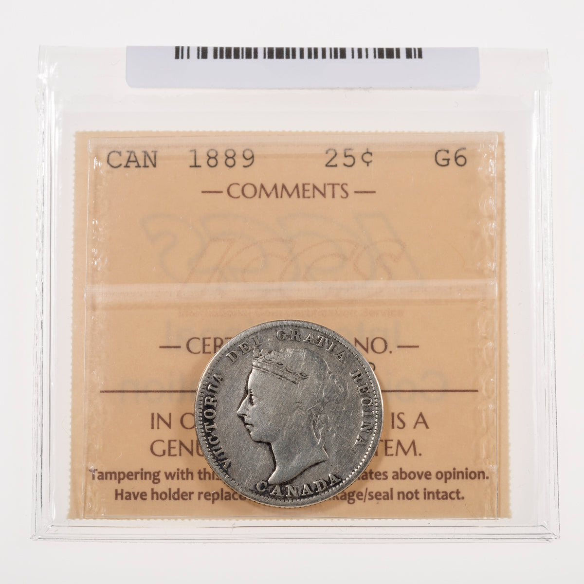 25 Cent 1889 ICCS G-6