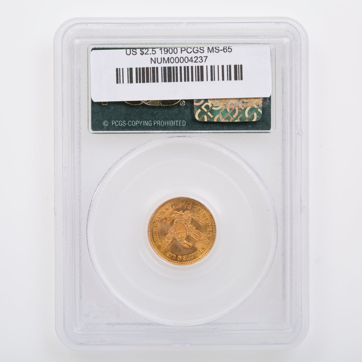 US $2.5 1900 PCGS MS-65