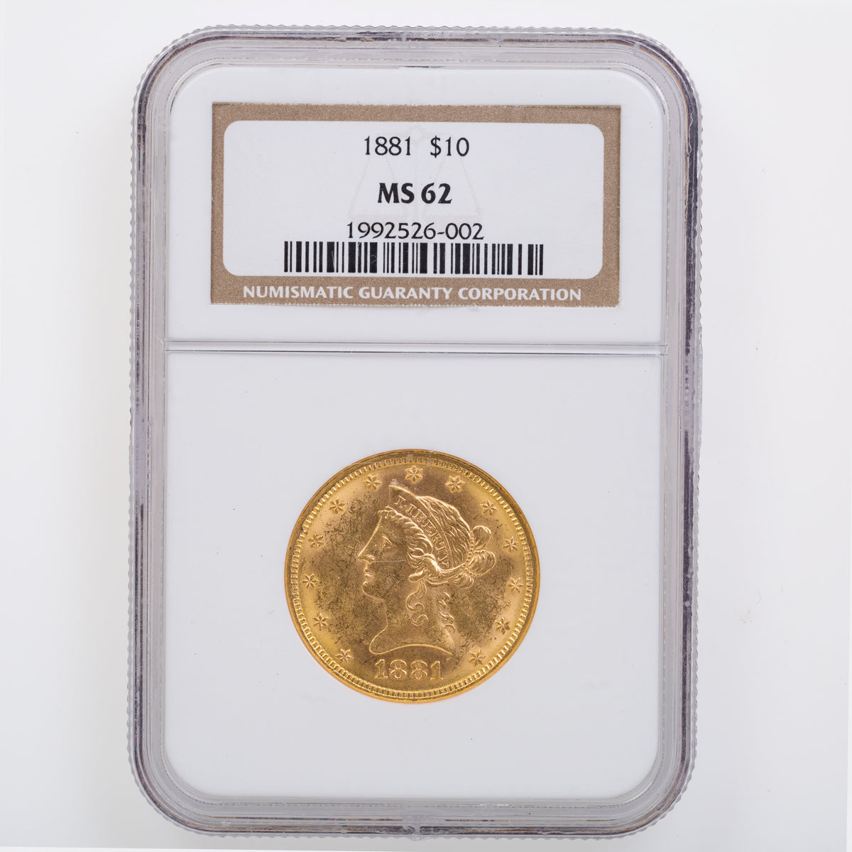 US $10 1881 NGC MS-62