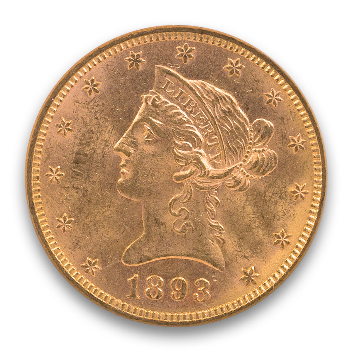 US $10 1893 NGC MS-62