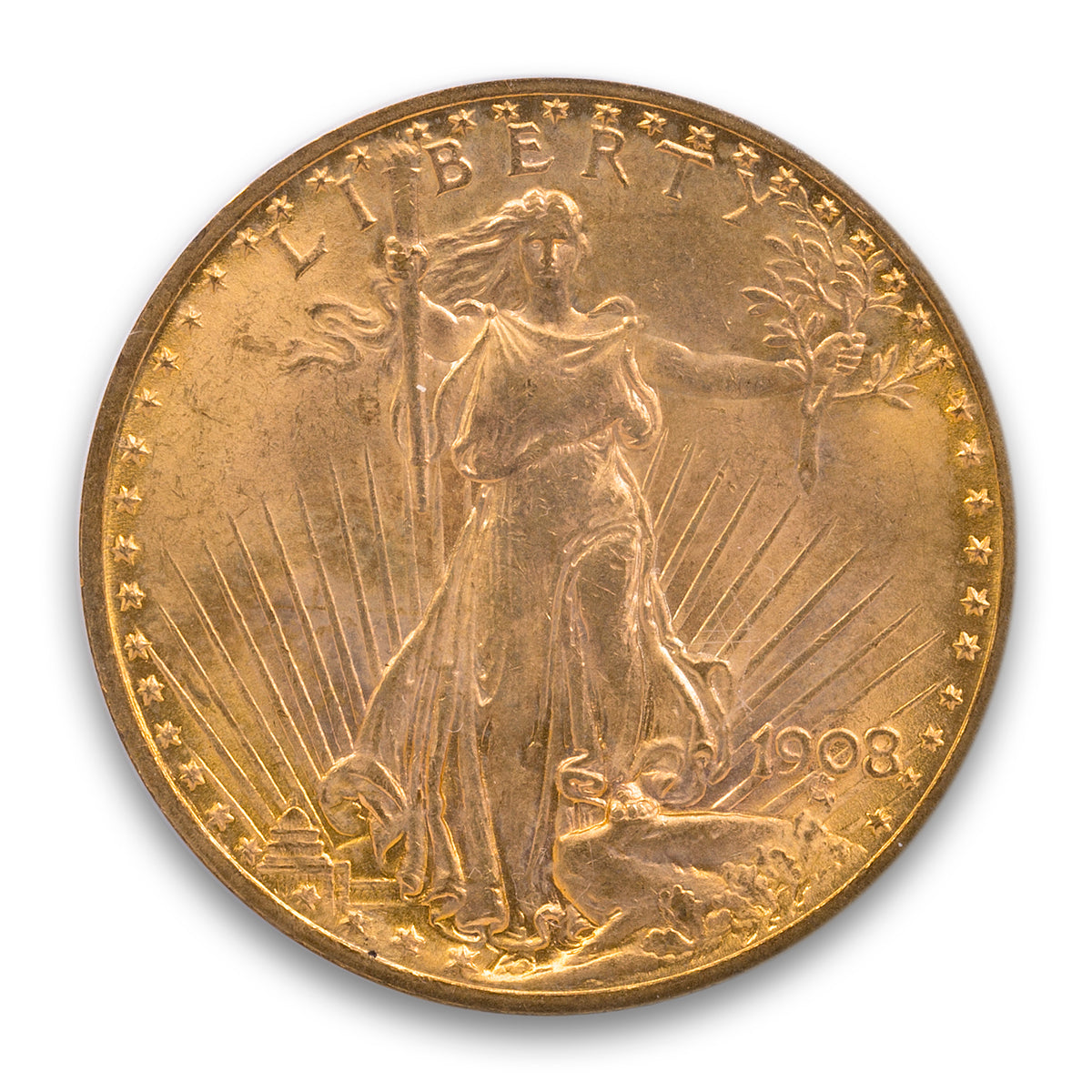 $20 1908 No Motto PCGS MS-65