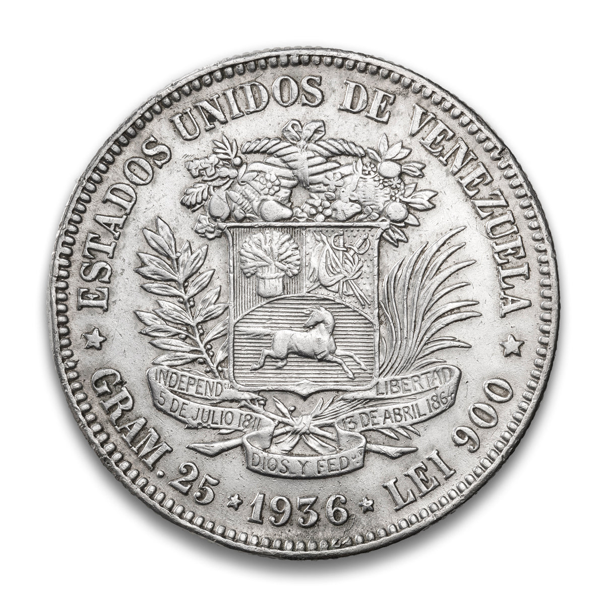 Venezuela 5 Bolivares 1936