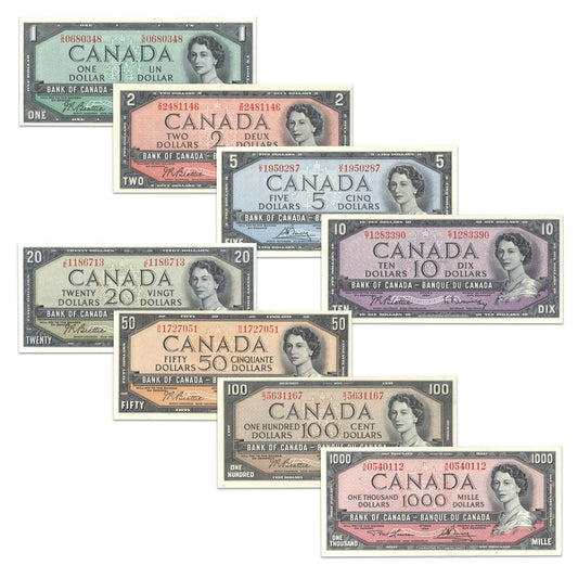 $1 - $1000 1954 Modified Series 8 Banknote Set
