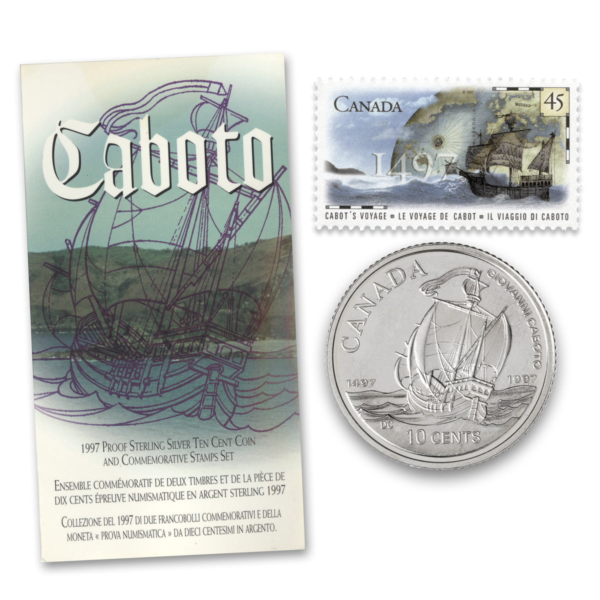 1997 500th Anniversary of Caboto's First Transatlantic Voyage - Coin and Stamp Set