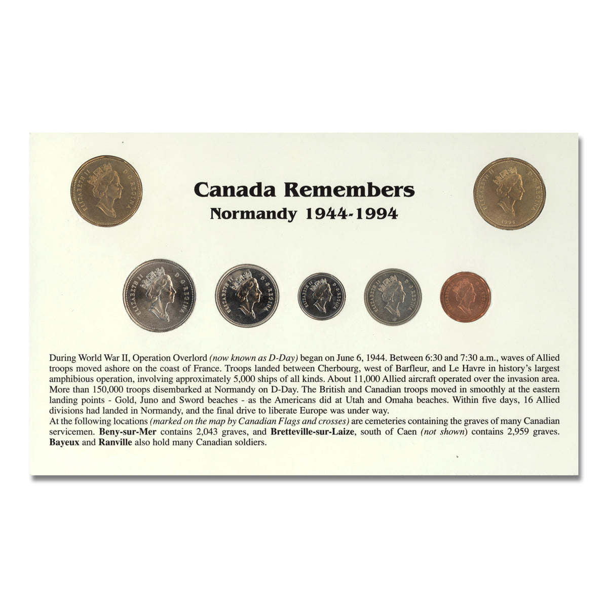 1994 Normandy D-Day Invasion 1944-1994 Canada Remembers - Coin Set