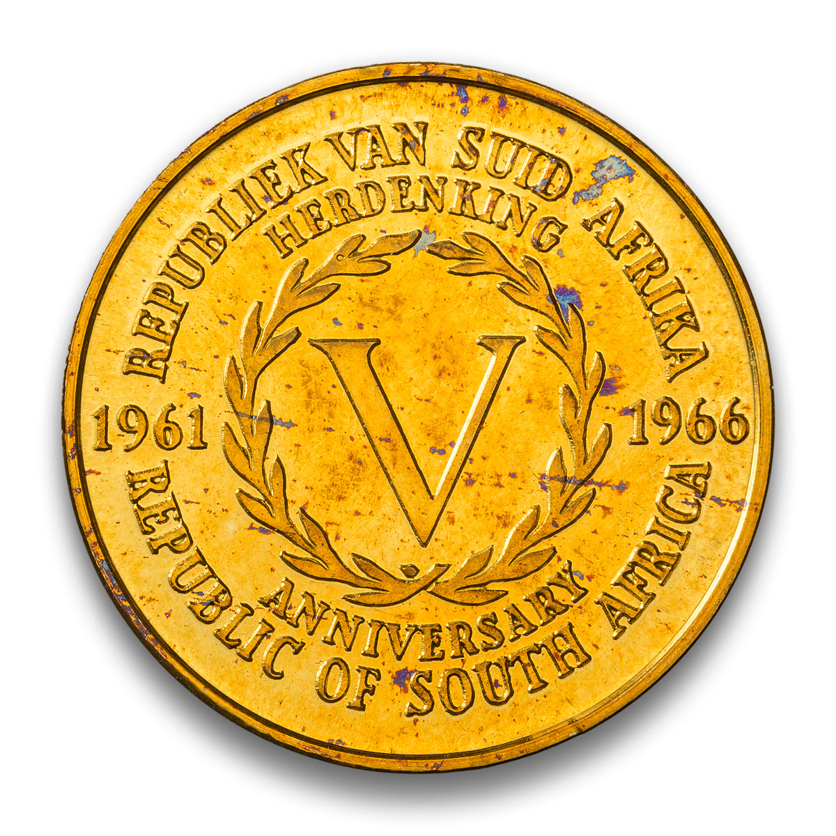 1961-1966 Republic of South Africa Fifth Anniversary Gold Medallion