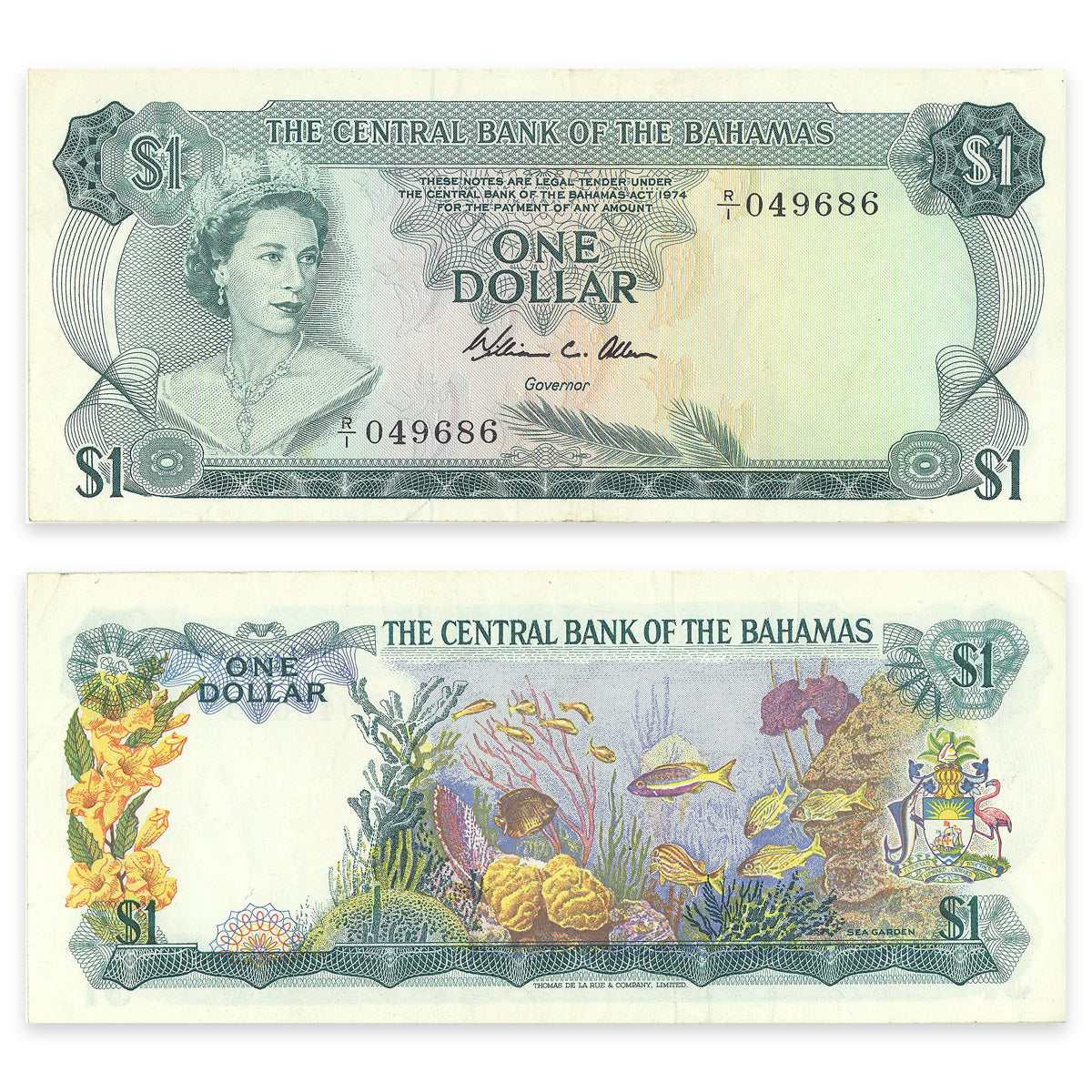 Bahamas $1 1974 Prefix R/I VF-20