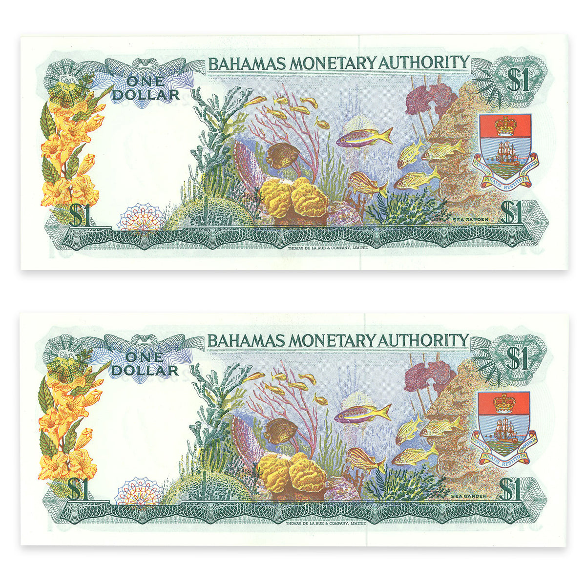 Bahamas $1 1968 Consecutive Prefix R CUNC-63