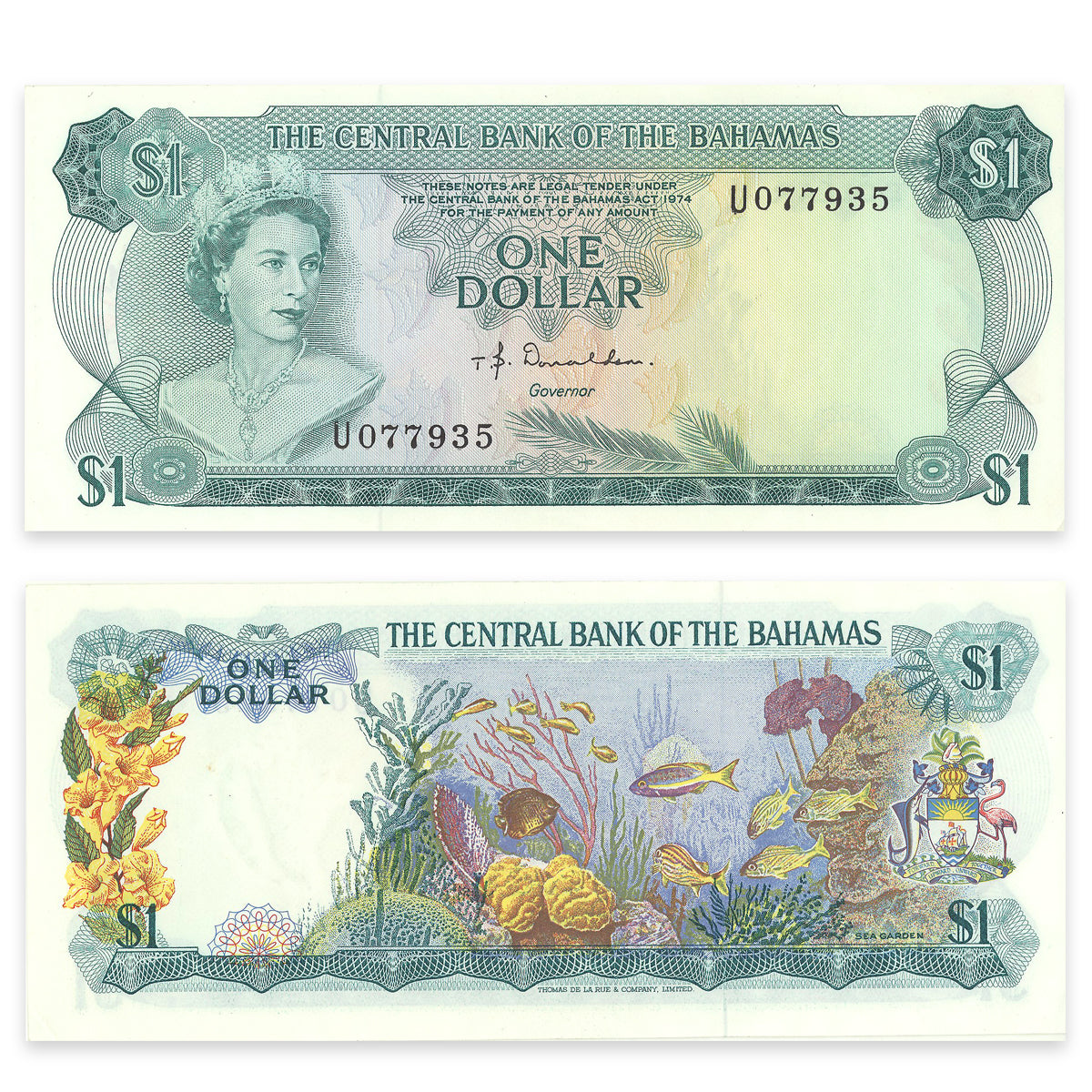 Bahamas $1 1974 Prefix U AU-50