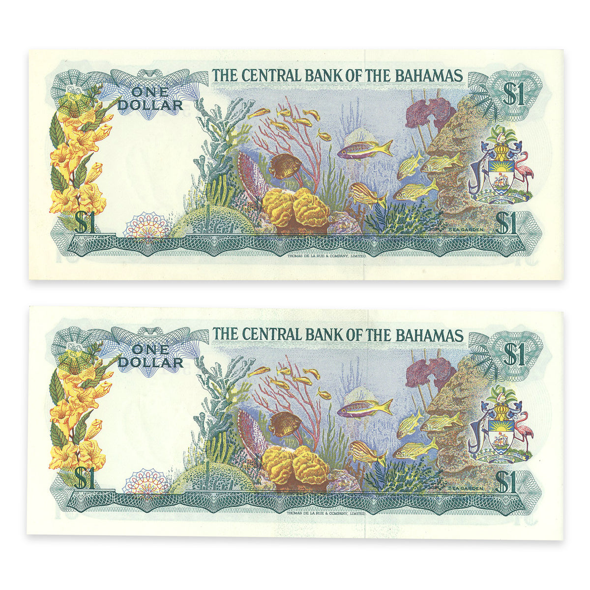 Bahamas $1 1974 Consecutive Prefix X EF-40