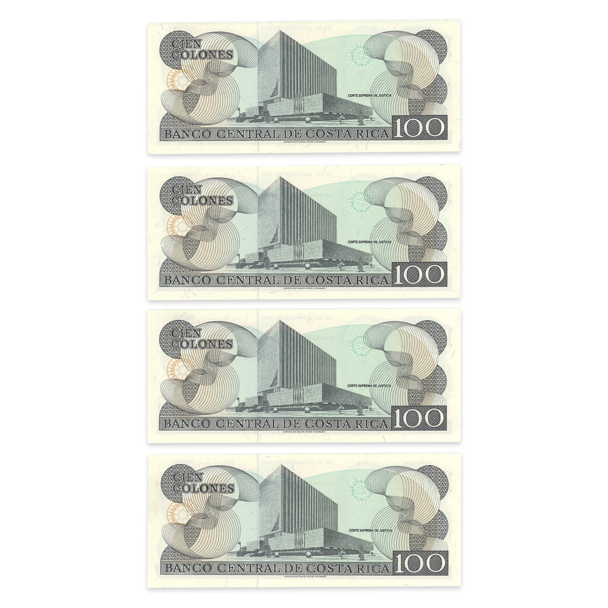 Costa Rica 100 Colones 1993 Consecutive Prefix H UNC-60