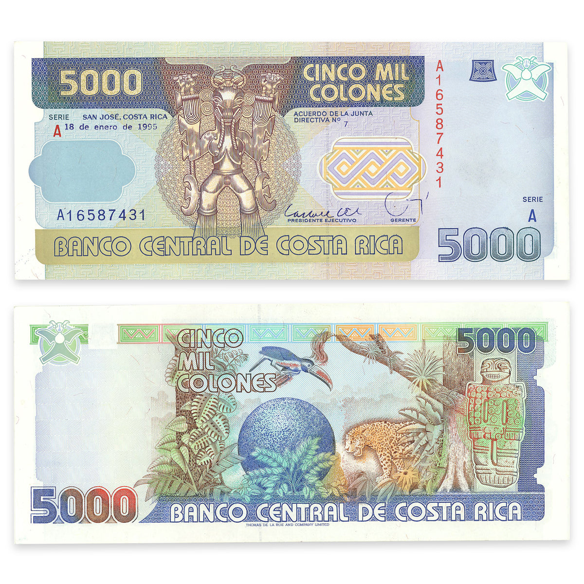 Costa Rica 5000 Colones 1995 Prefix A EF-45