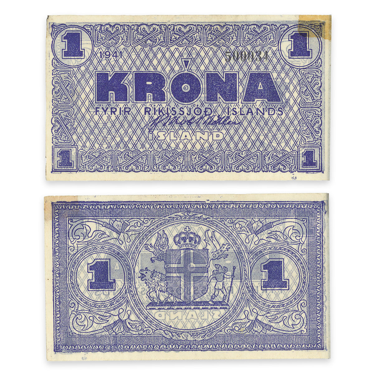 Iceland 1 Krona 1941 VF-20