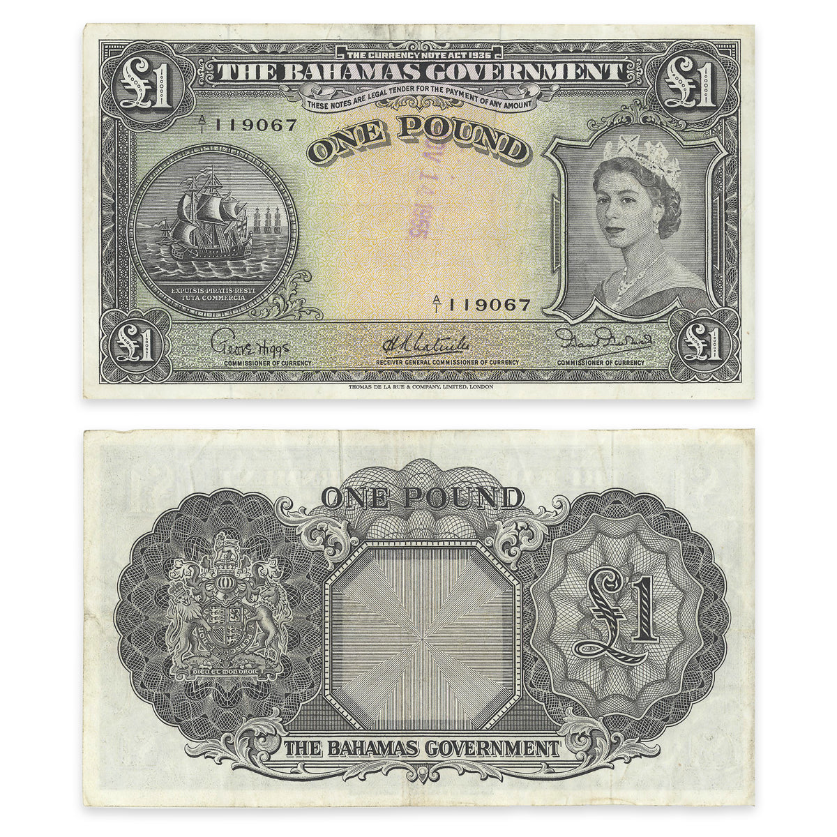 Bahamas $1 1936 Prefix A/I VF-20