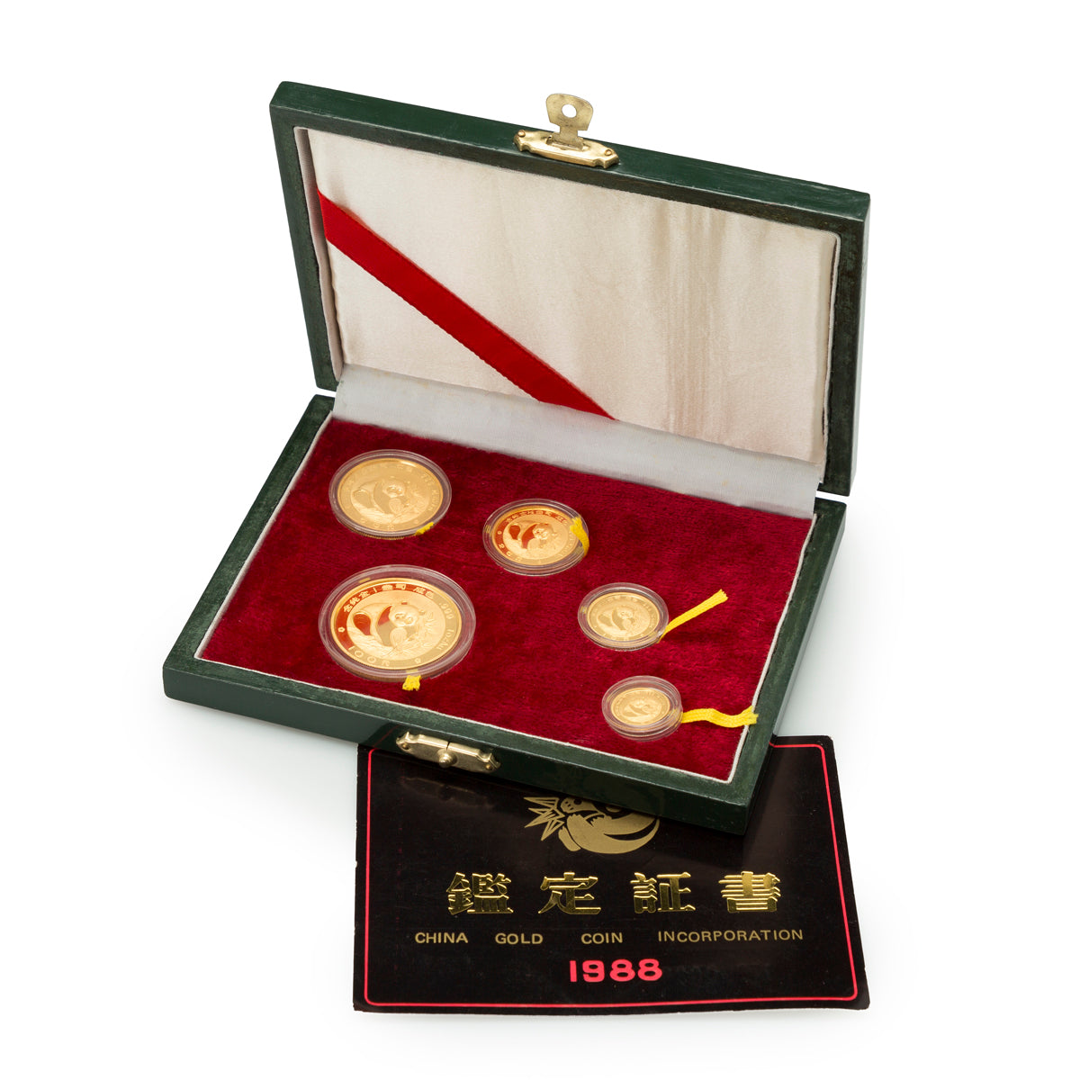 1988 China Gold Panda: Gold - Pure Gold 5 Coin Set