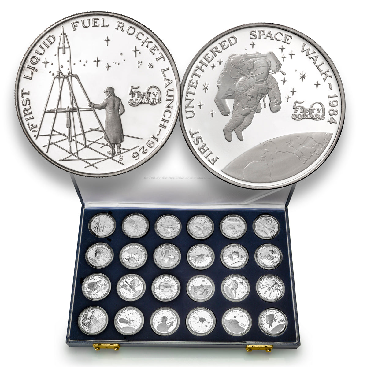 1989 $50 The Milestones of Space Exploration - Pure Silver Coin Set