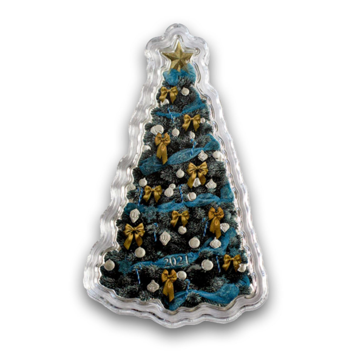 2021 $2 Shaped Holiday Tree - Pure Silver Coin