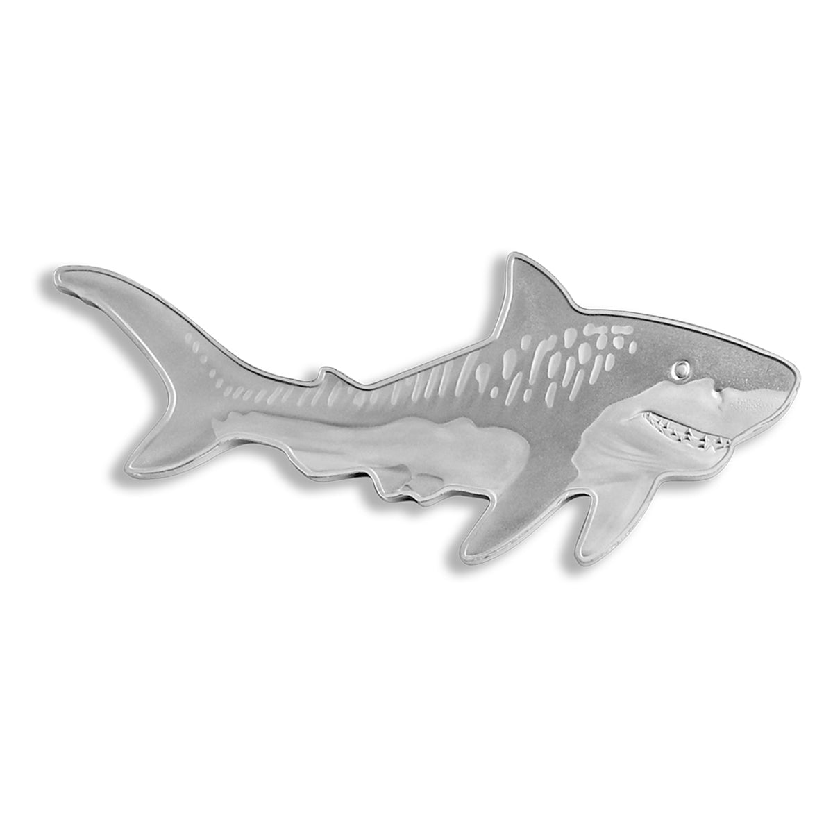 2020 $2 Hunters of the Deep: Tiger Shark - Pure Silver Shaped Coin