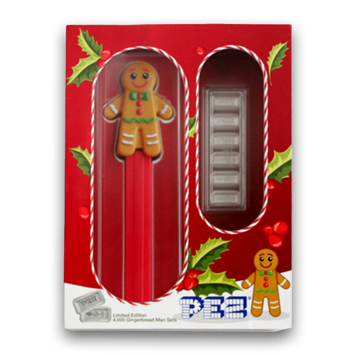 2020 PEZ Gingerbread Man Silver Wafers and Dispenser - Pure Silver Set