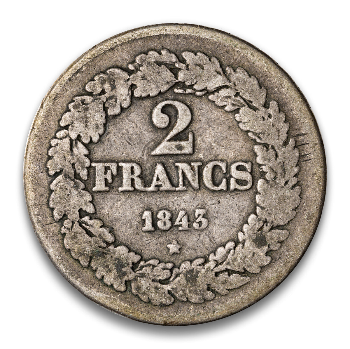 Belgium Silver 2 Francs 1843