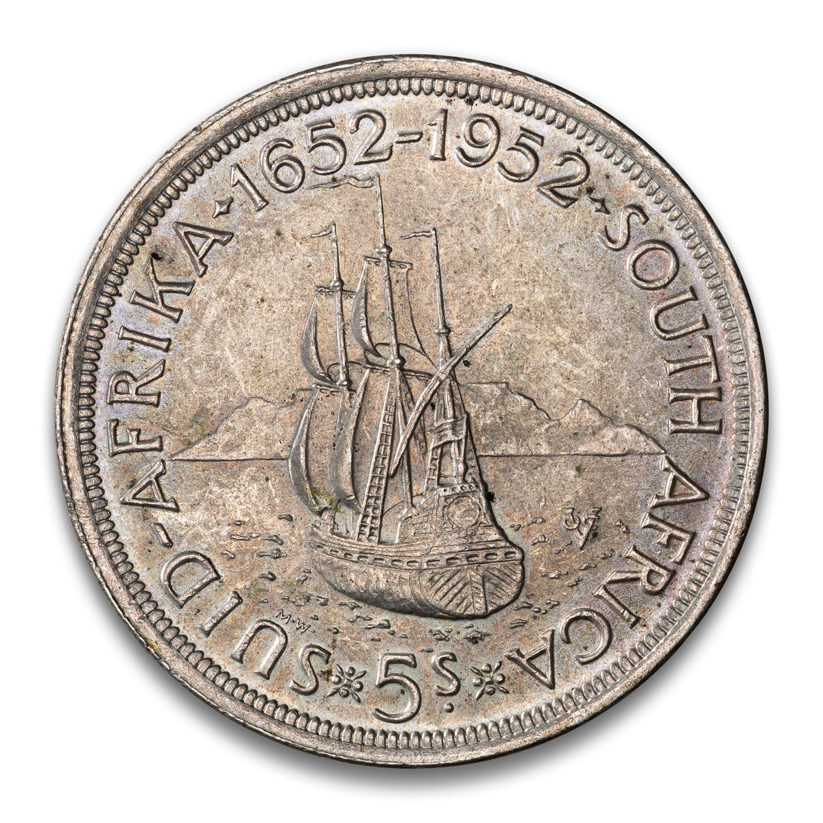 South Africa Silver 5 Shillings 1952