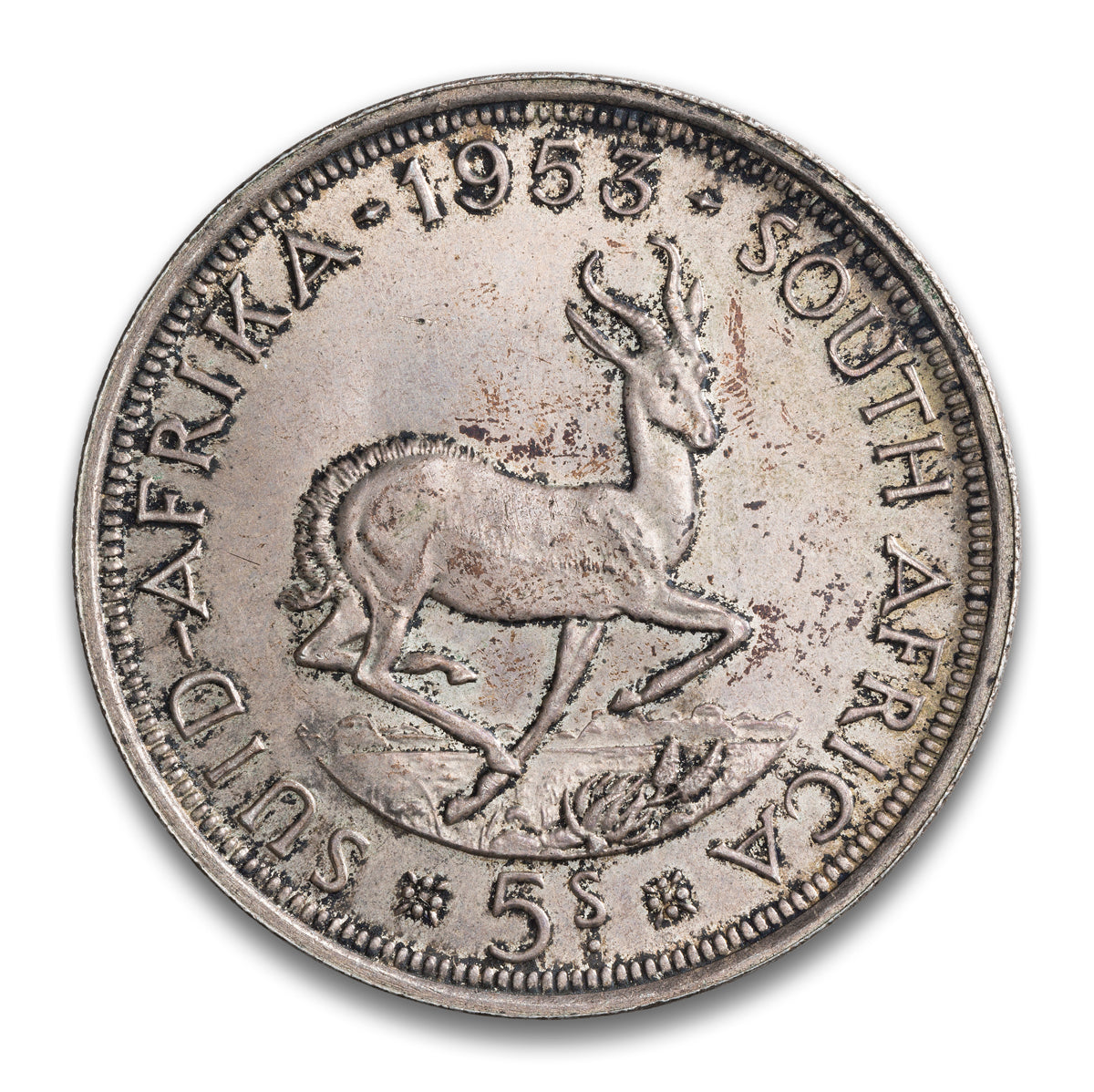 South Africa Silver 5 Shillings 1953