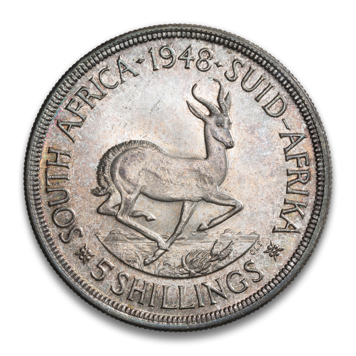 South Africa Silver 5 Shillings 1948