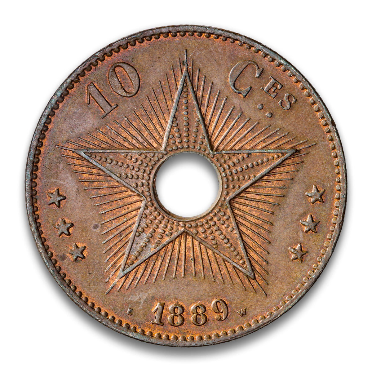 Congo Free State Base 10 Centimes 1889