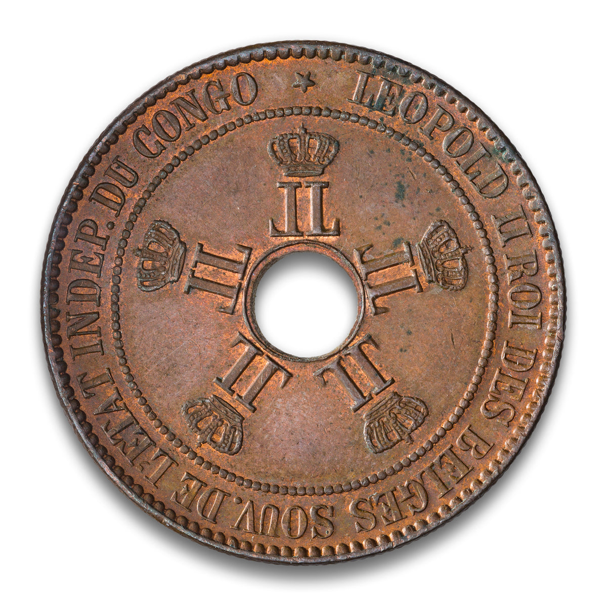 Congo Free State Base 10 Centimes 1889