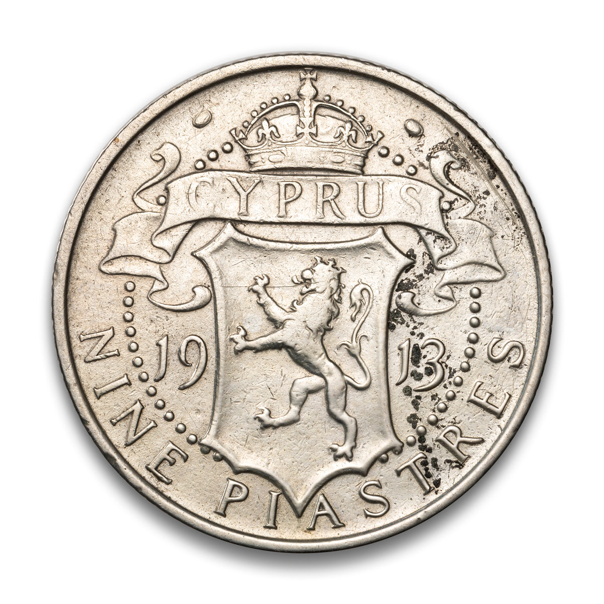 Cyprus Silver 9 Piastres 1913